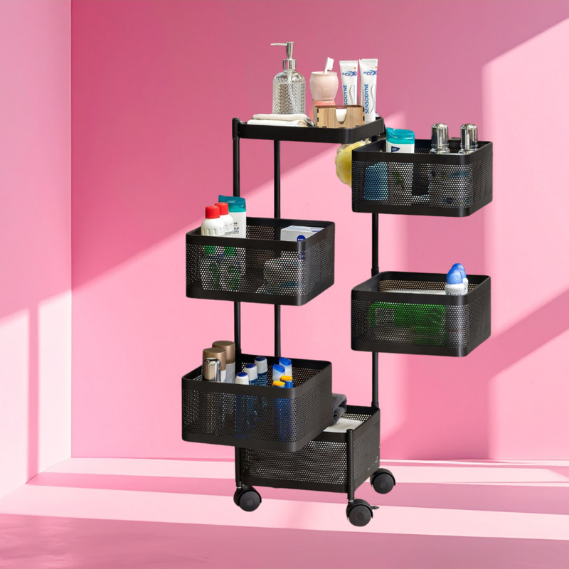 RTM Metal 4 Layer Kitchen Basket Trolley for Vegetable & Fruit Storage Iron Kitchen Trolley(Pre-assembled)
