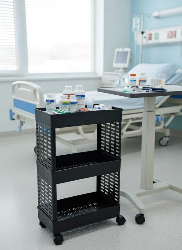 ApexMax SuparMax Multipurpose 3-Tier Floor Mount Shelf Kitchen Organizer Rack Plastic Kitchen Trolley(DIY(Do-It-Yourself))