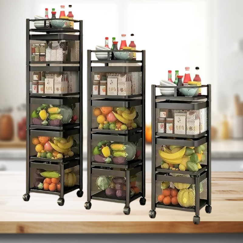 RTM Iron Storage Rack Trolley Set of 3 Kitchen Organizer with Wheels Iron Kitchen Trolley(Pre-assembled)