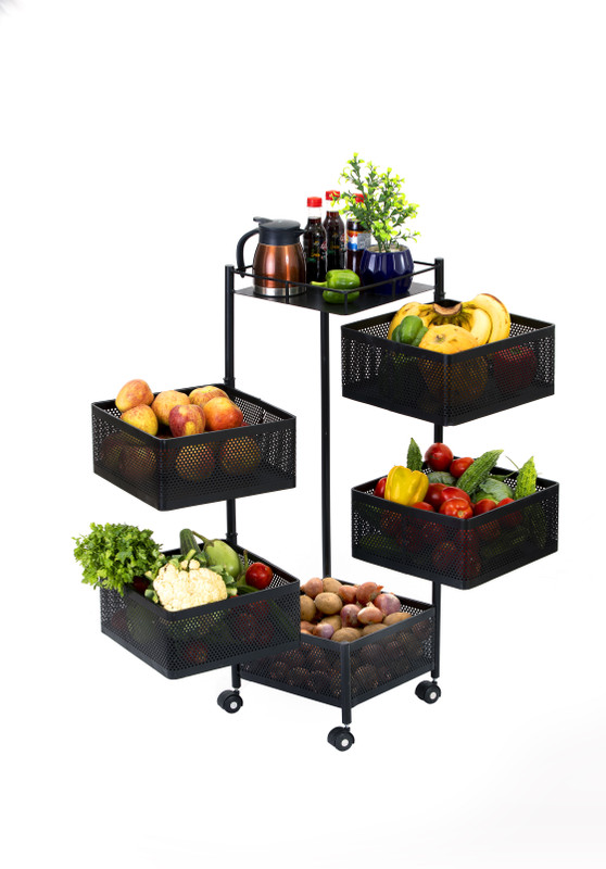 EVERSUN Stainless Steel Fruits & Vegetable Trolley Basket Organizer Stand for Kitchen Iron Kitchen Trolley(DIY(Do-It-Yourself))
