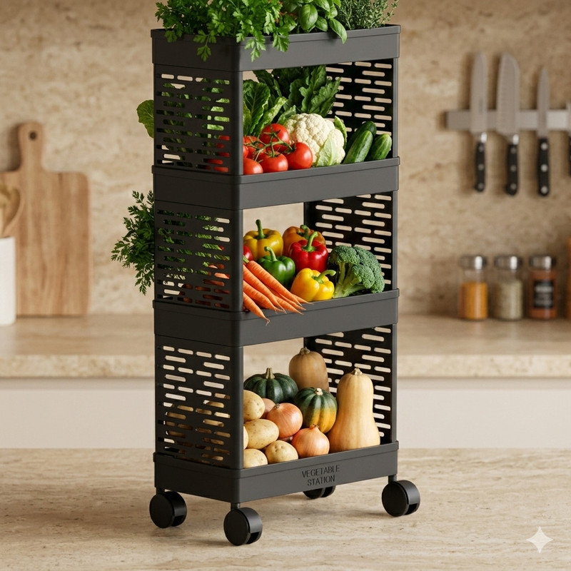 hevenq Cutlery Kitchen Rack Plastic, 4 layer Plastic|kitchen accessories | Stainless Steel Kitchen Trolley(DIY(Do-It-Yourself))