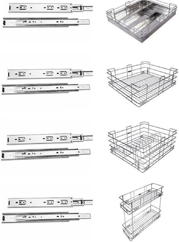Sanjari Basket21X20X4Sheet Cutlery21X20X6Plain Basket21X20X8Thali Basket 6X20X17Pullout Stainless Steel Kitchen Trolley(Pre-assembled)