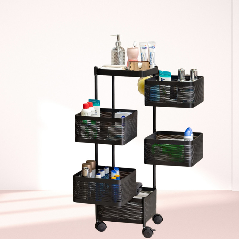 RTM Rust Resistant 5 Tier Iron Trolley for Fruits & Vegetables Iron Kitchen Trolley(Pre-assembled)