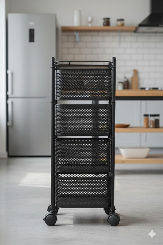 ATEEFA HOME DECOR Iron Kitchen Trolley(Pre-assembled)