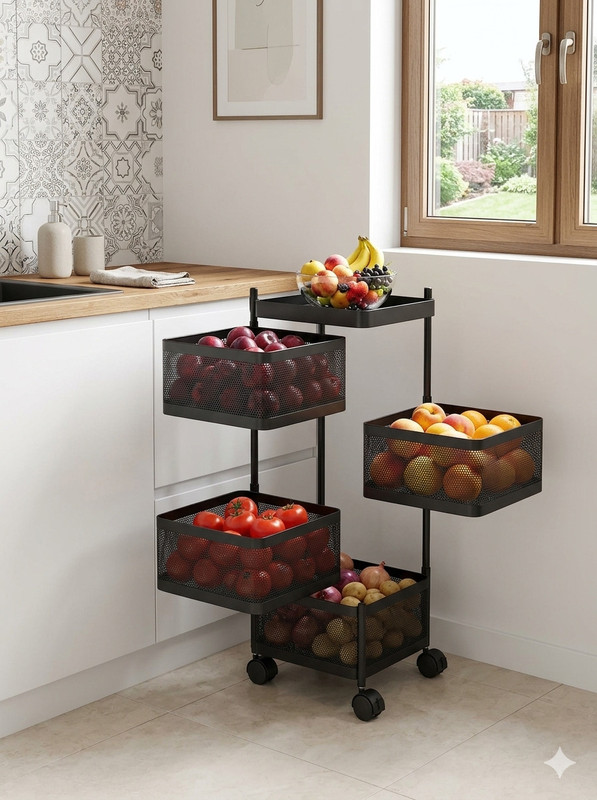 VIANINT 1357 3 Carbon Steel Kitchen Trolley(Knock Down)