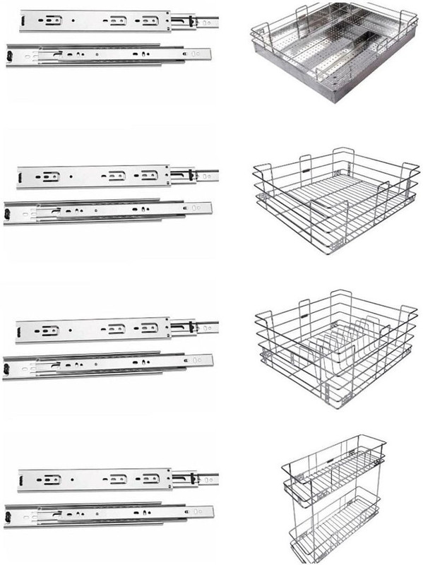 Sanjari 17*20*4 Sheet cutlery 17*20*6plain basket17*20*8(Thali basket)10*20*17(Pullout) Stainless Steel Kitchen Trolley(Pre-assembled)