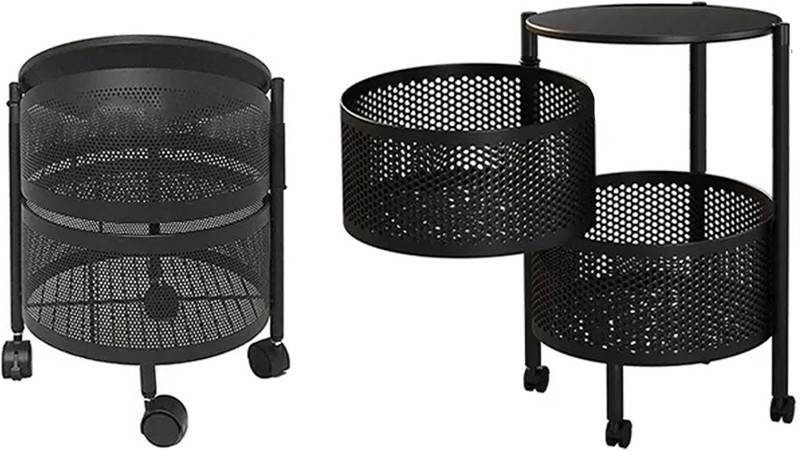 FOBIXEN 5 Layer with Top Layer Kitchen Round Rotating Trolley, Vegetable Storage Rack Iron Kitchen Trolley(Pre-assembled)