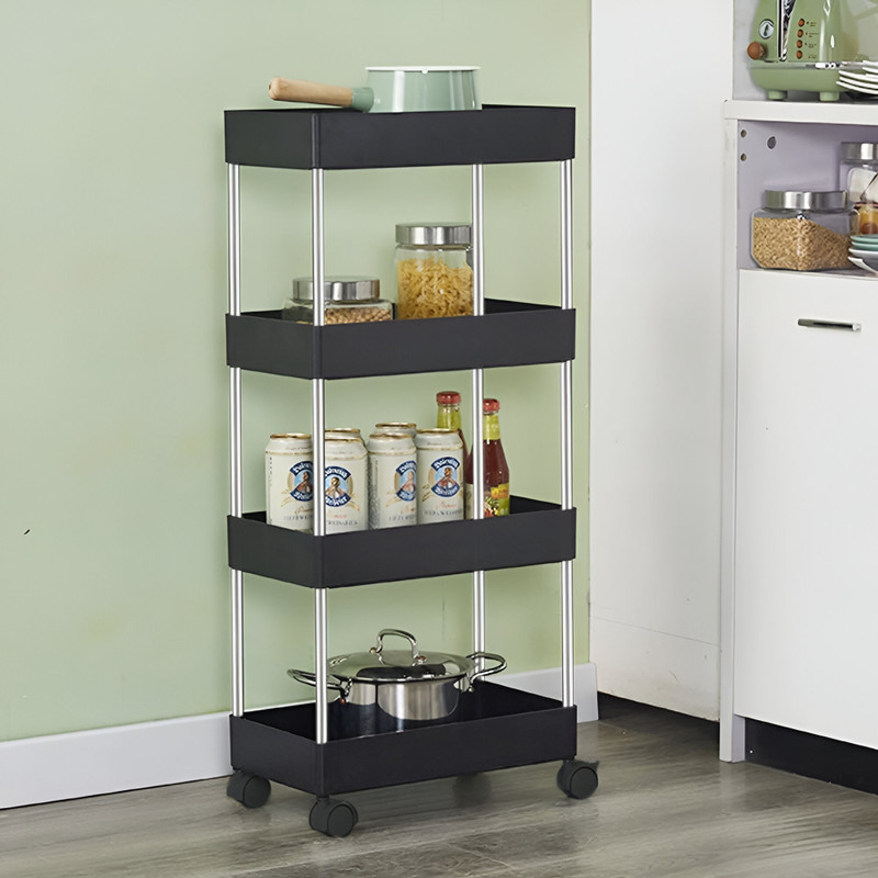 HOMANTA Multi-Purpose 4-Tier Storage Plastic Kitchen Trolley(Pre-assembled)