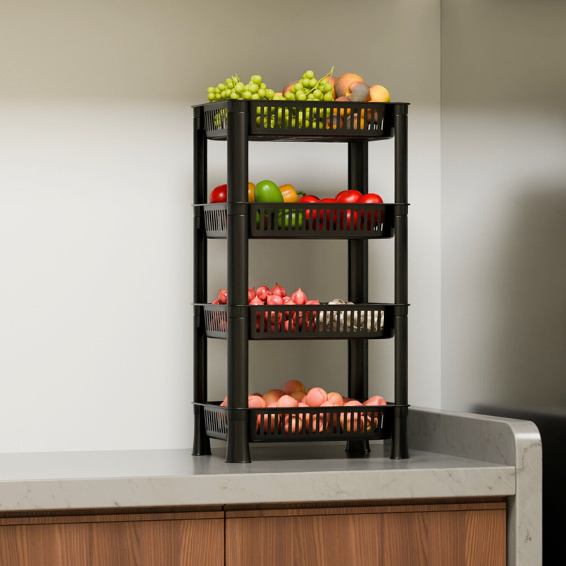 Marmik Fruits/Vegetables Kitchen Rack Plastic 4 tier Multipurpose Storage Basket, onion Potato Rack stand for home, office