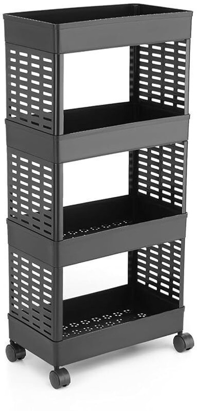 Swara Swara Multipurpose 4-Tier Floor Mount Shelf Kitchen Organizer Rack Plastic Kitchen Trolley(Pre-assembled)