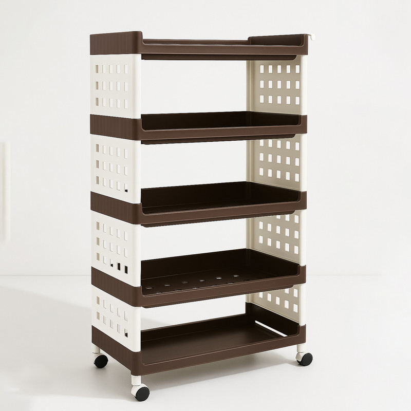 FOROLY 5-Tier Kitchen Storage Trolley Rack with Wheels Rolling Cart Plastic Kitchen Trolley(DIY(Do-It-Yourself))