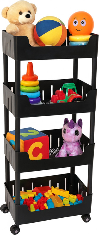 HOMANTA 4 Layer Plastic Pipe Storage Fruits/Vegetables Trolley with Wheels Plastic Kitchen Trolley(DIY(Do-It-Yourself))