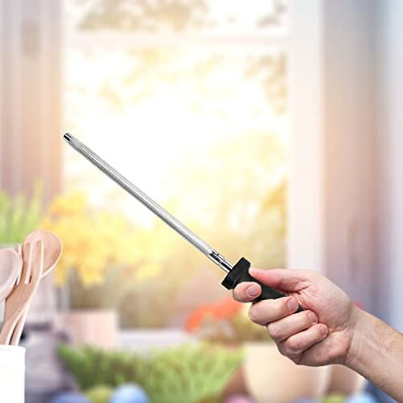 Adhunyk Steel Professional Knife Sharpener Rod Kitchen Knife Sharpening Steel(Stainless Steel)