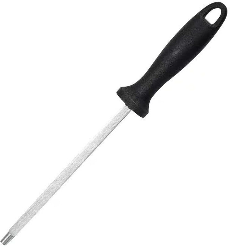 VERPHX StainlessSteelKnifeSharpenerHoningRodStick,1Piece(Black)(KnifeSharpener-Stick) Knife Sharpening Steel(Stainless Steel)