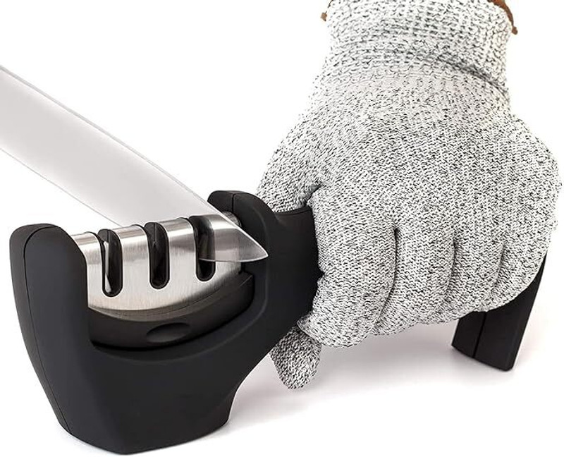 MobFest Knife Sharpener with Replaceable Head for Metal and Ceramic Knives, Black Color, ABS Plastic Material Knife Sharpening Steel(Plastic, Steel)