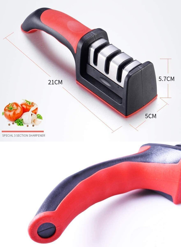 ActrovaX Sharp Kitchen Knife Sharpener - Professional 3-Stage Manual Sharpener-X62 Knife Sharpening Steel(Carbon Steel)