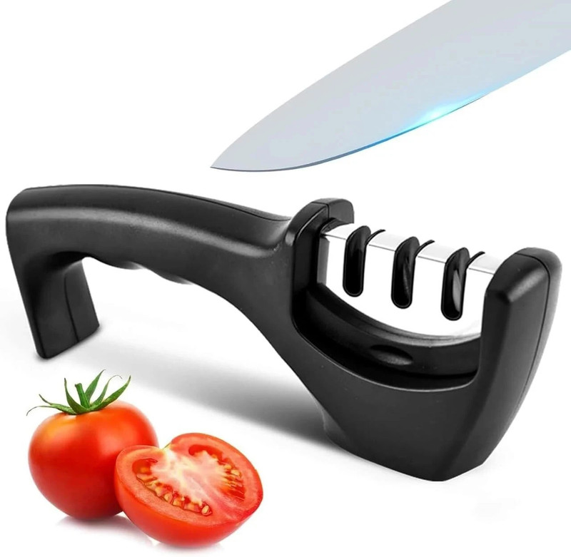 OXXIHOME 3 Stage Knives Sharpening Tool for Steel Knives, Kitchen Knif Knife Sharpening Steel(Stainless Steel)