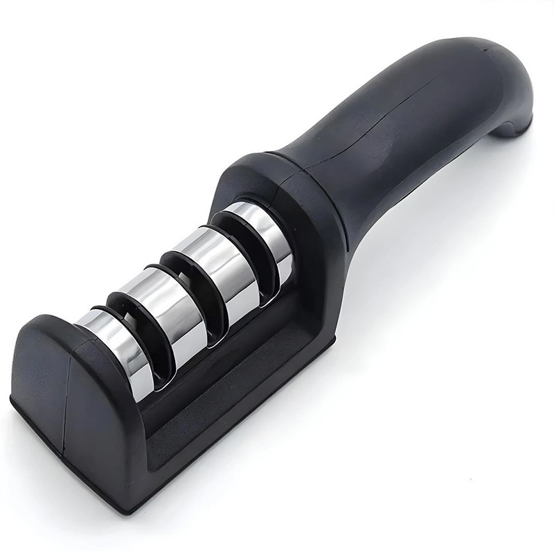 SmallCloud Kitchen Manual Knife Sharpener 3 Stage Sharpening Tools for Ceramic and Steel Knives Knife Sharpening Stone(Plastic, Stainless Steel)