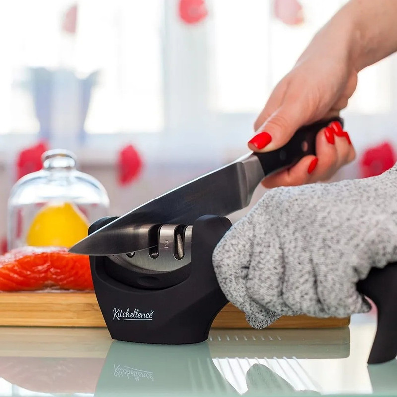 MULLICK PRO SAFETY Manual 3 Stage Knife Sharpener KS001 Knife Sharpening Steel(Steel, Diamond, Ceramic, Plastic)