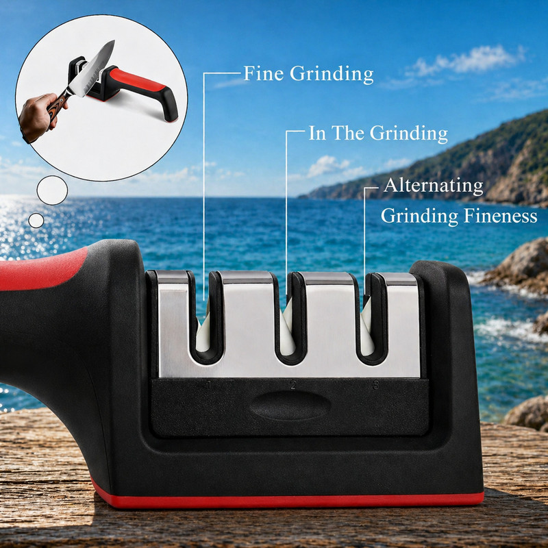 MIRECOMS All-in-One Knife Sharpening Tool for Razor Sharp Edges Knife Sharpening Steel(Stainless Steel)