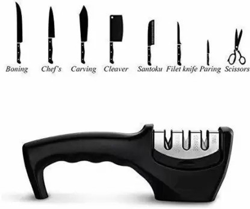 Meswarn 3 Stages Knife Sharpener Knife Sharpening Steel(Steel)