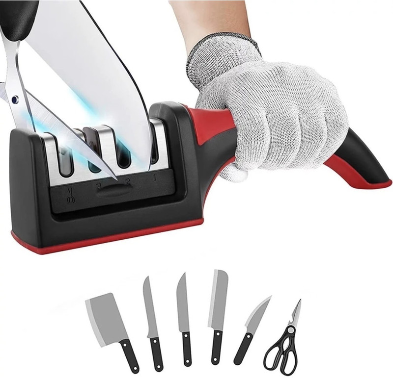 DAINERY 3 Stages Knife Sharpener Ceramic, Diamond and Steel Knife Knives Scissor Knife Sharpening Steel(Steel, Rubber, Plastic)