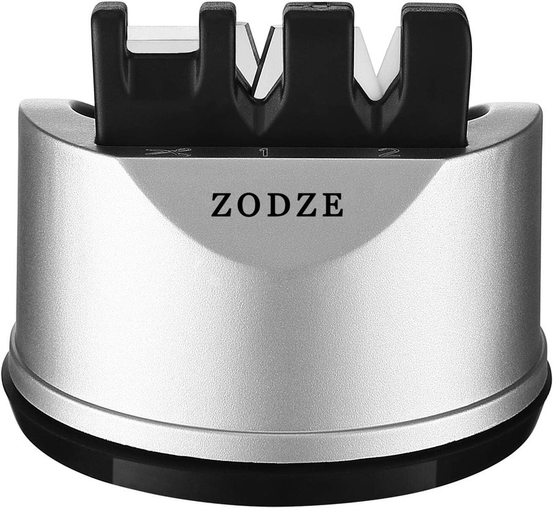 ZODZE 3 IN 1 Knife & Scissors Sharpener, Kitchen Chef Sharpening Tool Knife Sharpening Steel(Stainless Steel)