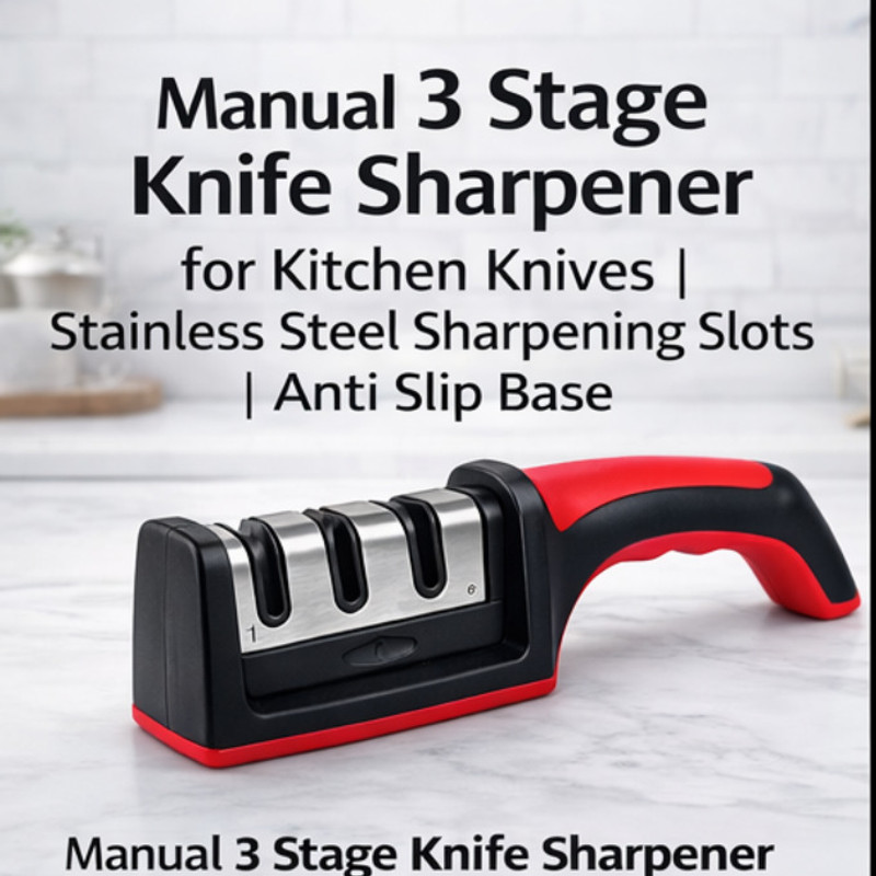 SeaRock Heavy Duty Premium 3-Stage Knife Sharpner with Sharp Blade Knife Sharpening Steel(Stainless Steel)