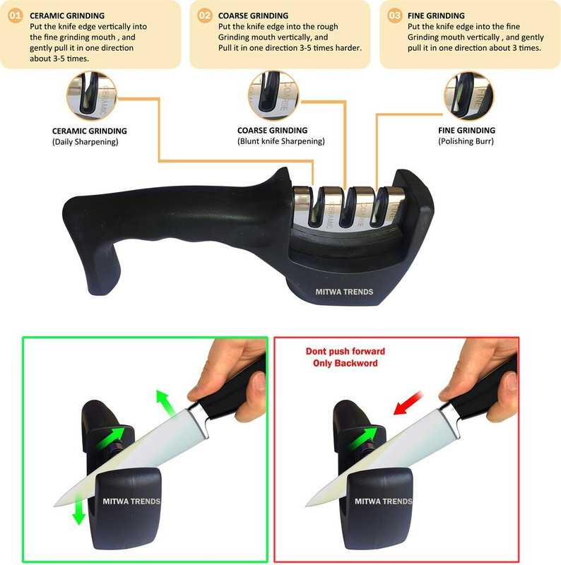 MobFest Knife Sharpener Manual for Sharpening Dull Knife Sharpening Steel(Plastic)
