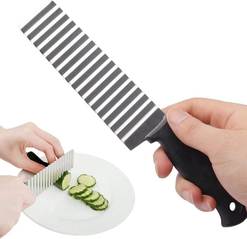 HNG ENTERPRISES Wavy Blade Potato Slicer and Vegetable Chopper with Ergonomic Handle Knife(Silver)