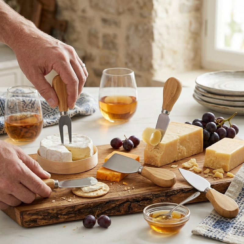 jorex mart 5 Piece Wooden Cheese Knife Set Mini Butter Spreader Eco Friendly Kitchen Tool Knife(Silver)