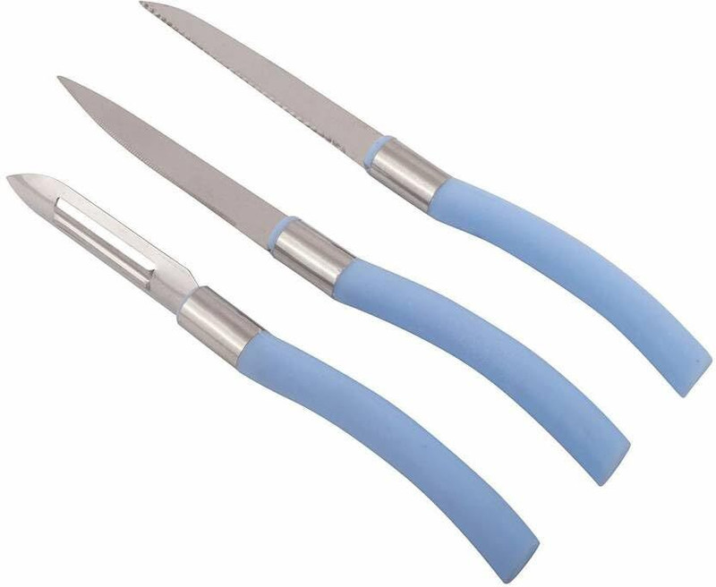 Noyvex 3-Piece Stainless Steel Kitchen Knife Set with Peeler Knife(Blue)