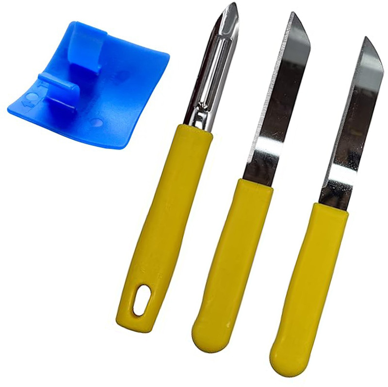 WHAAKART Ultra Stainless Steel Knife Set, Set of 4(Cutting Finger Guard), Assorted Multi Tool(Multicolor)