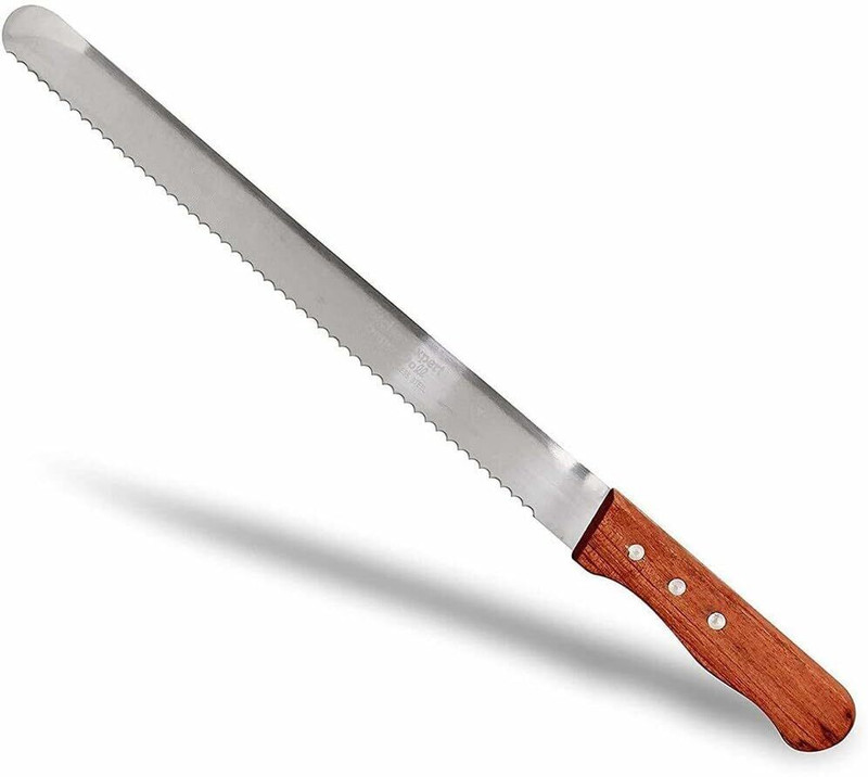 BakeVale 12 Inch Cake Knife Bread Knife Stainless Steel Serrated Bread Steel Knife Knife(Silver)
