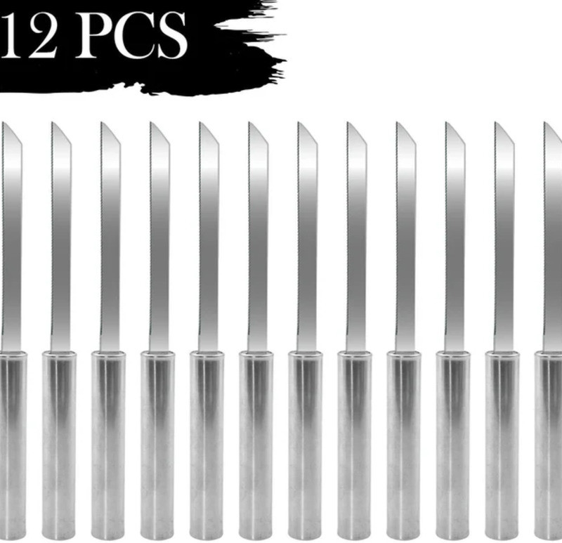 Elevea 12-Pack Stainless Steel Utility Knives - Heavy Duty Box Cutters, Ideal Gift Knife(White)