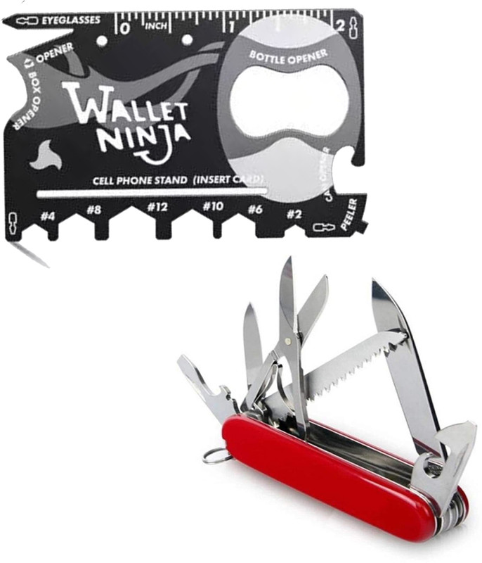 WErFIT 13 in 1 Stainless Steel Multi Functional Swiss Knife with 18 in 1 Wallet Ninja Survival Knife(Multicolor)