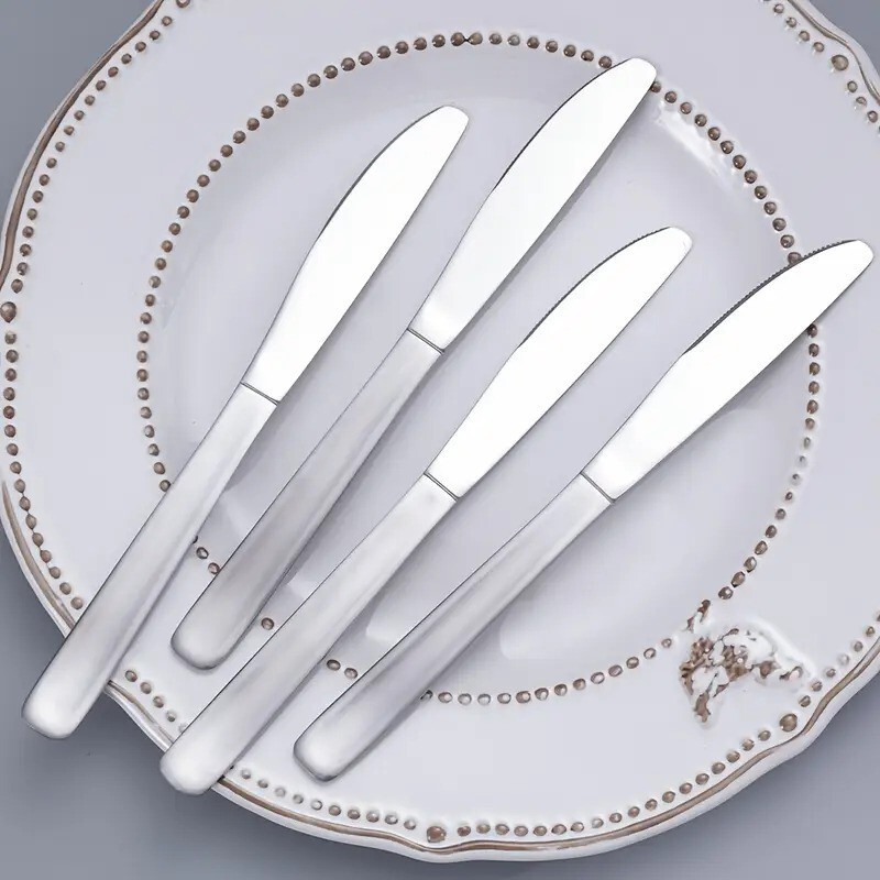Haniza Butter knives Stainless Steel Dinner Knives with Pearled Edge, Pack of 4 Knife, Multi Tool(Silver)