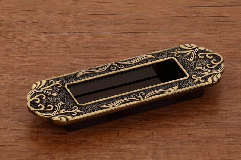 HARMONUS Sliding Door Pull and Drawer Conceal Handle 96 mm - 4 inch (Antic) Zinc Cabinet/Drawer Handle(Black Pack of 2)
