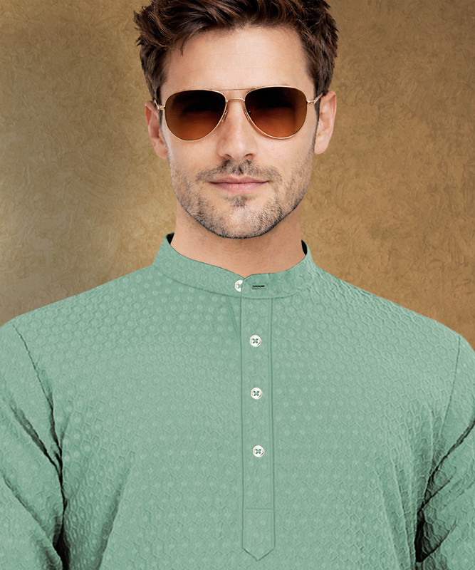 VeBNoR Men Solid Straight Kurta(Light Green)