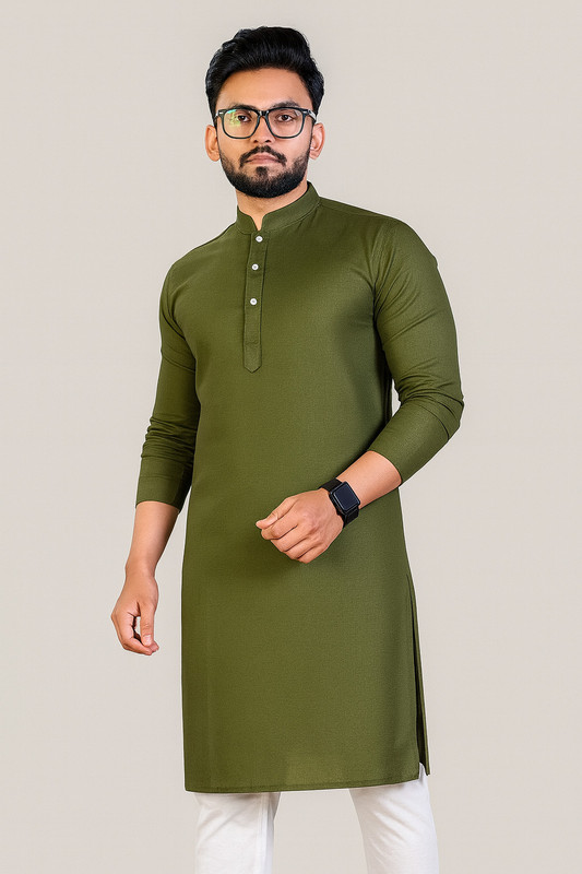 balajiis Men Solid Straight Kurta(Green)