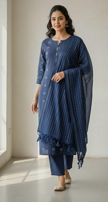 Maharaja textile Women Solid A-line Kurta(Blue)