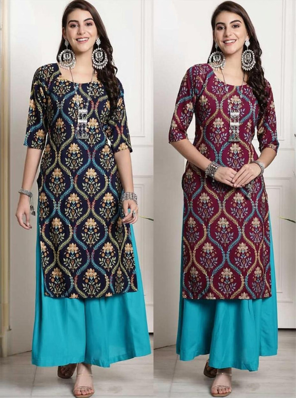 V And V Shop Women Printed Straight Kurta(Multicolor)