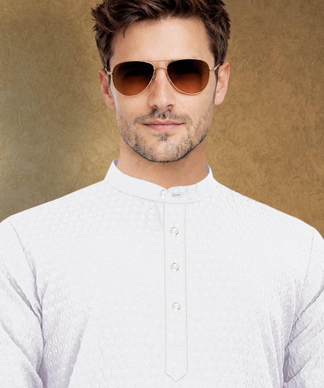 VeBNoR Men Solid Straight Kurta(White)