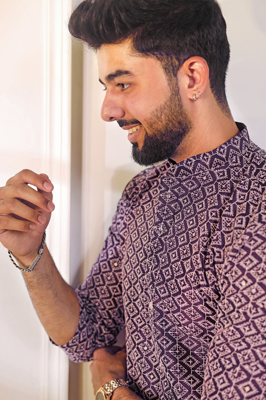 Koshin Men Printed Straight Kurta(Purple)