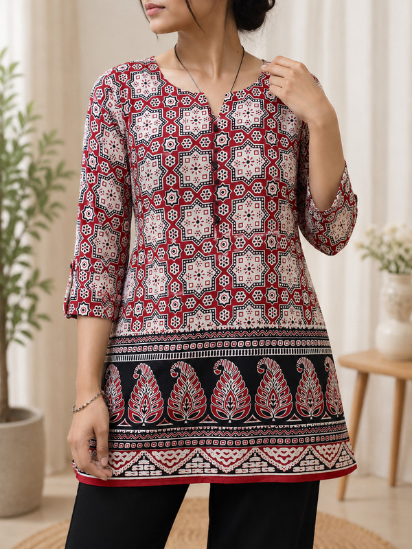 aarvio woeld Women Geometric Print, Paisley, Printed A-line Kurta(Multicolor)