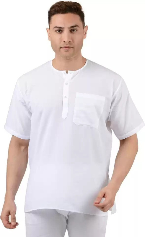 Fashtastic Men Solid Straight Kurta(White)