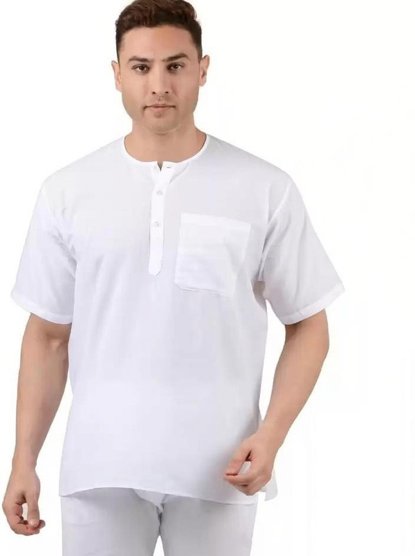 Fashtastic Men Solid Straight Kurta(White)