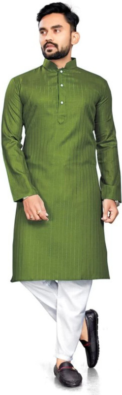Simran Creation Men Solid Straight Kurta(Light Green)