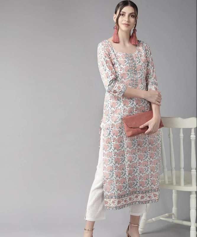 JUGNU TEXTILES Women Embroidered Straight Kurta(White)
