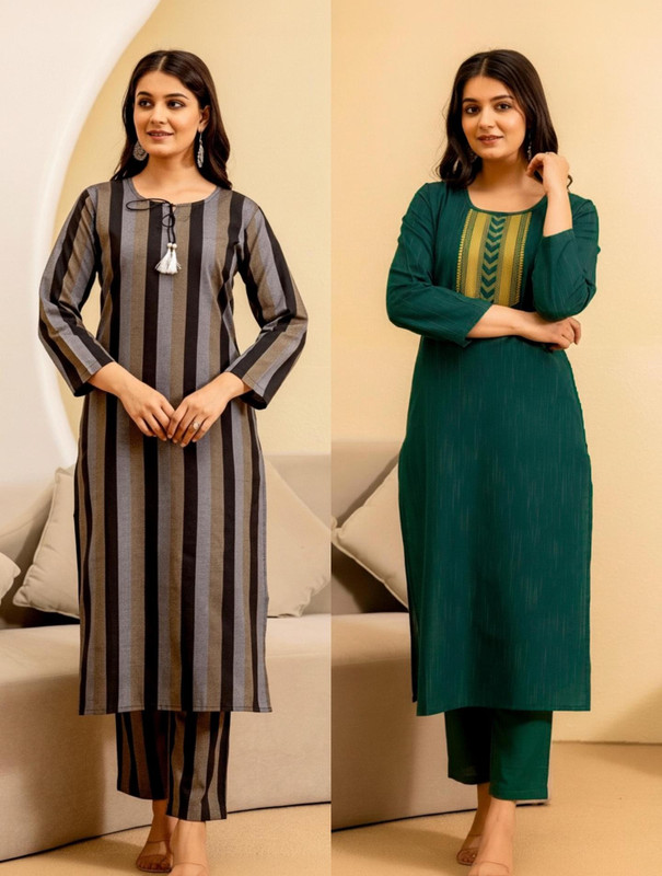 BILANZA Women Striped Straight Kurta(Multicolor)